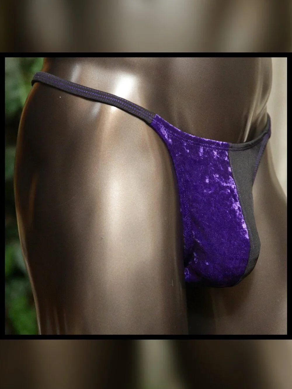 Mens Half Velvet Split Pouch Thin Sides Thong Handmade